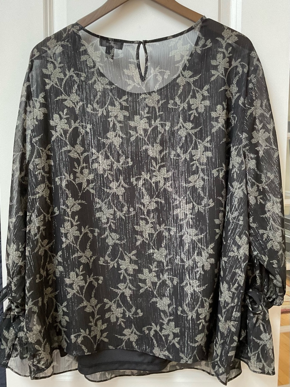 Lord & Taylor Black Floral Blouse - Picture 3 of 8